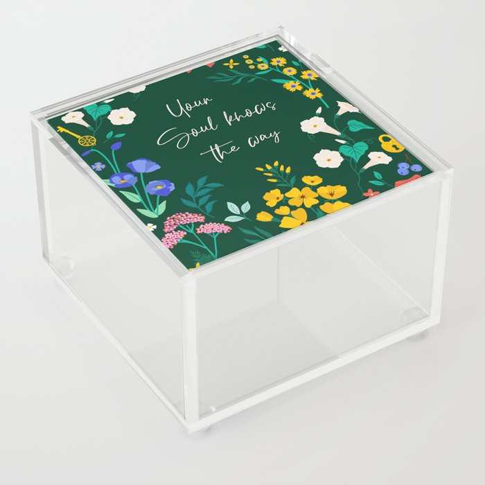 Bright Wildflowers with Inspirational Quote-Botanical garden art Acrylic Box