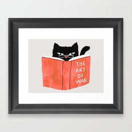 Cat reading book Framed Art Print