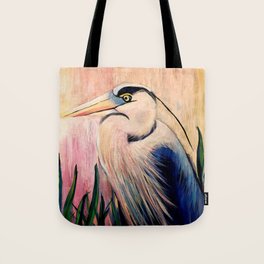 Heron In the Marsh Acrylic Impressionistic Tote Bag