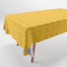 Arrow Geometric Pattern 27 in Turquoise Gold Tablecloth