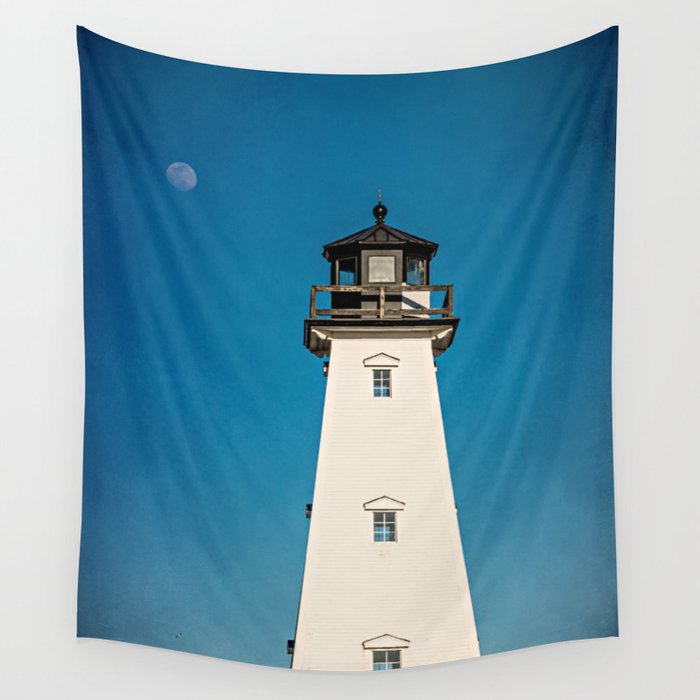 Lighthouse and the Moon Wall Tapestry