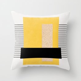 Yellow block with black stripes Throw Pillow