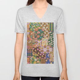 Hippie patchwork V Neck T Shirt