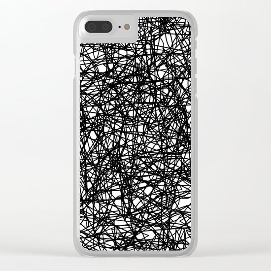 Angry Scribbles - Black and white, abstract, black ink scribbles pattern Clear iPhone Case
