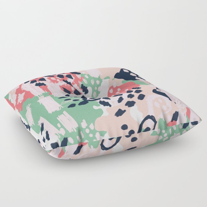 Brooklin Abstract Minimal Pink Coral Navy Painting Home Decor Abstract Charlotte Winter Art Floor Pillow By Charlottewinter Society6