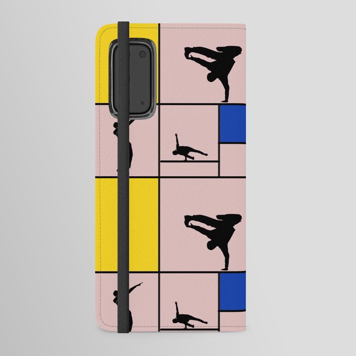 Street dancing like Piet Mondrian - Yellow, and Blue on the pink background Android Wallet Case