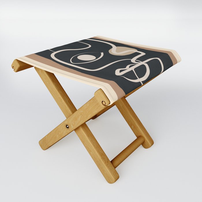 Abstract Face Line Art 12 Folding Stool