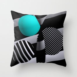 black and white and turquoise -200- Throw Pillow