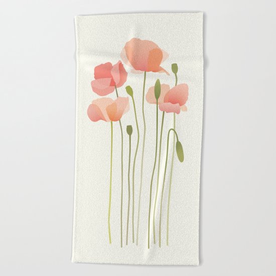 Blushing Poppies I Beach Towel