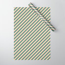 [ Thumbnail: Light Slate Gray, Sea Green, Light Yellow, and Light Salmon Colored Pattern of Stripes Wrapping Paper ]