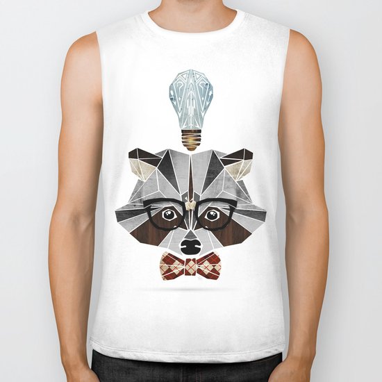 raccoon nerd Biker Tank