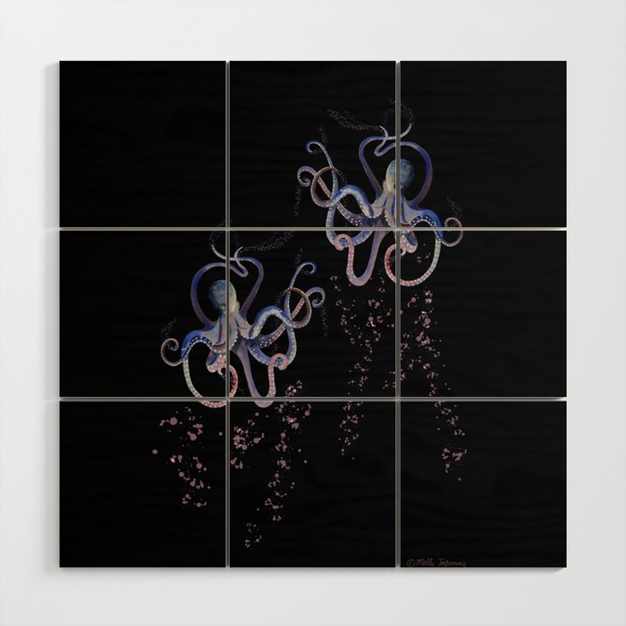 Swimming together - Octopus  Wood Wall Art