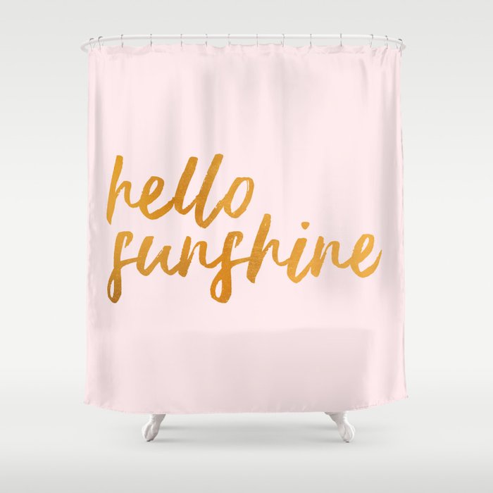Hello sunshine - Gold and Pink Shower Curtain