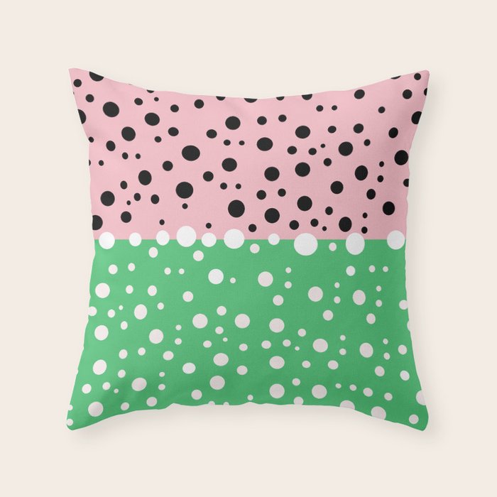 Soft Emerald Green and Pink Aesthetic - Modern Decorative Throw Pillow
