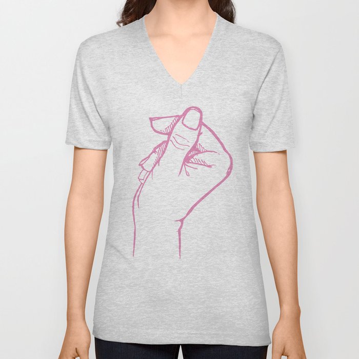 Finger hearts V Neck T Shirt