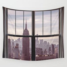New York City Skyline Window Wall Tapestry