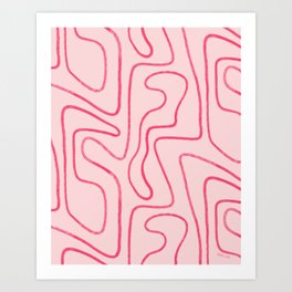 Blush Hot Pink Abstract Lines Art Print