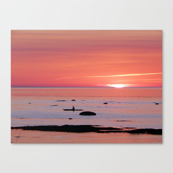 Kayaker and Bird at Last Light Canvas Print