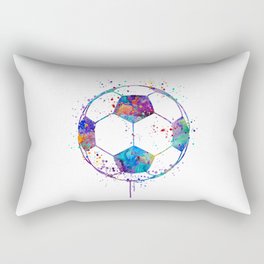 Soccer Ball Colorful Watercolor Rectangular Pillow