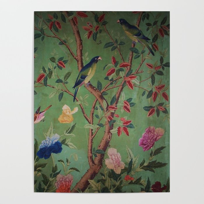 Green Dream Chinoiserie Poster