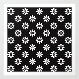 Trendy Black And White Contemporary Floral Pattern Art Print