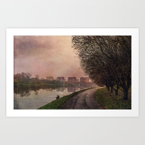 Fisherman (stylized watercolor) Art Print