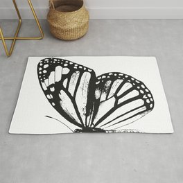 Monarch Butterfly | Right Butterfly Wing | Vintage Butterflies | Black and White | Rug