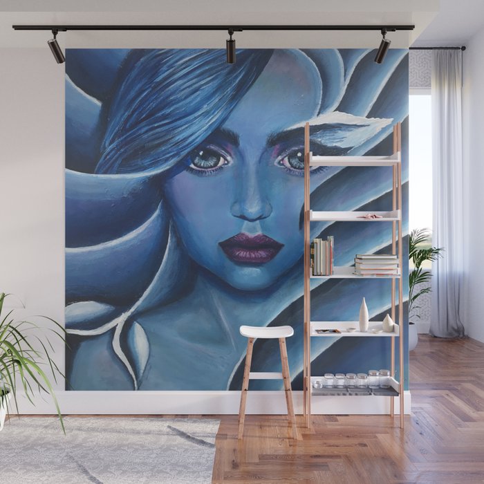 Blue Swirls Whirl Around Me Wall Mural By Alizezaide Society6
