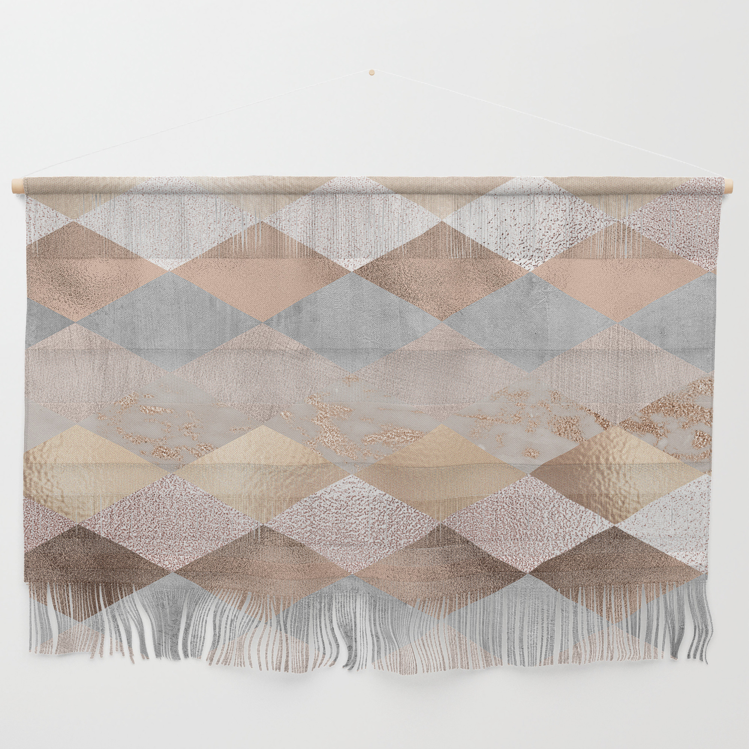 Copper And Blush Rose Gold Marble Argyle Wall Hanging By Originalaufnahme Society6