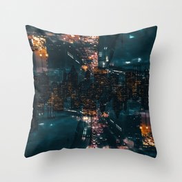 New York City Manhattan double exposure Throw Pillow