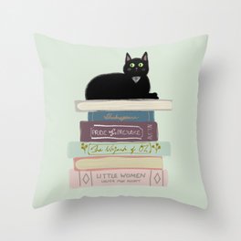 Books & Cats Throw Pillow