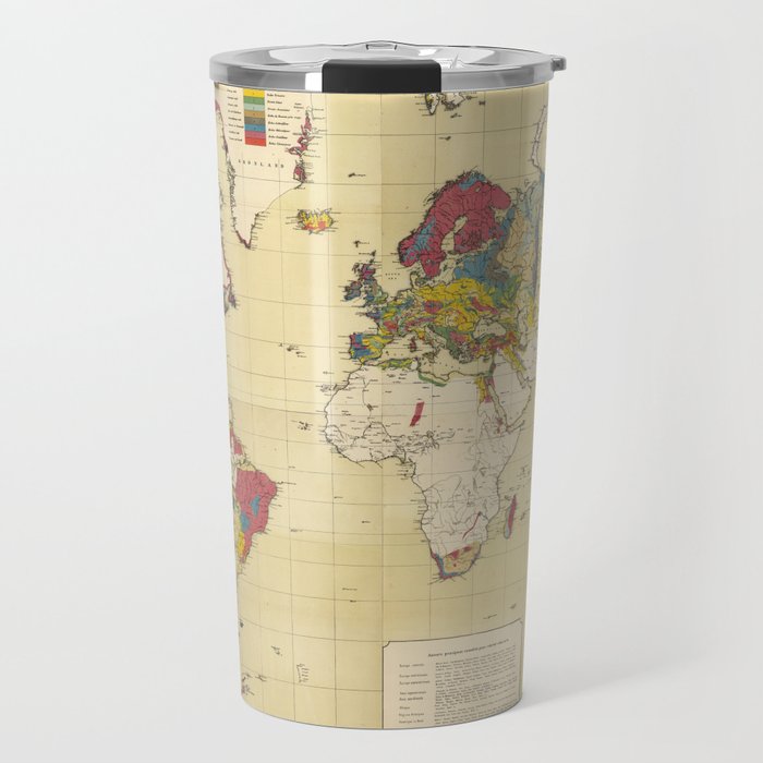 Vintage Geological Map of The World (1875) Travel Mug