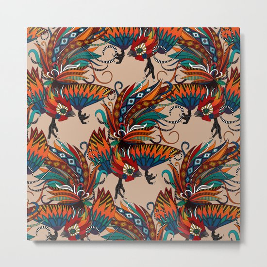 rooster ink beige Metal Print