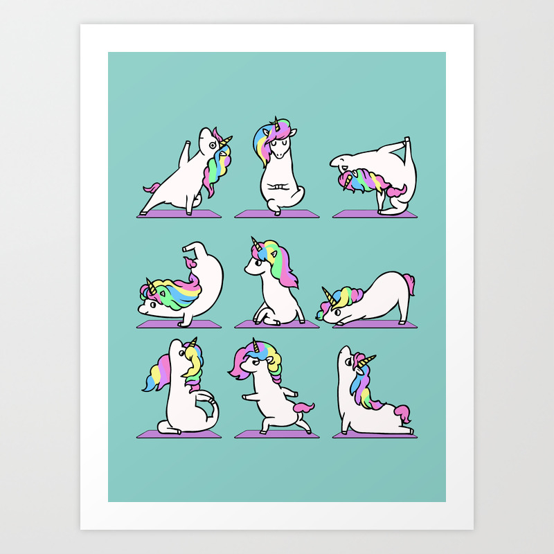 Unicorn Yoga Art Print By Huebucket Society6