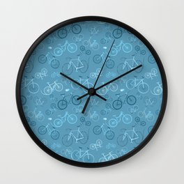 I love bikes in teal Wall Clock