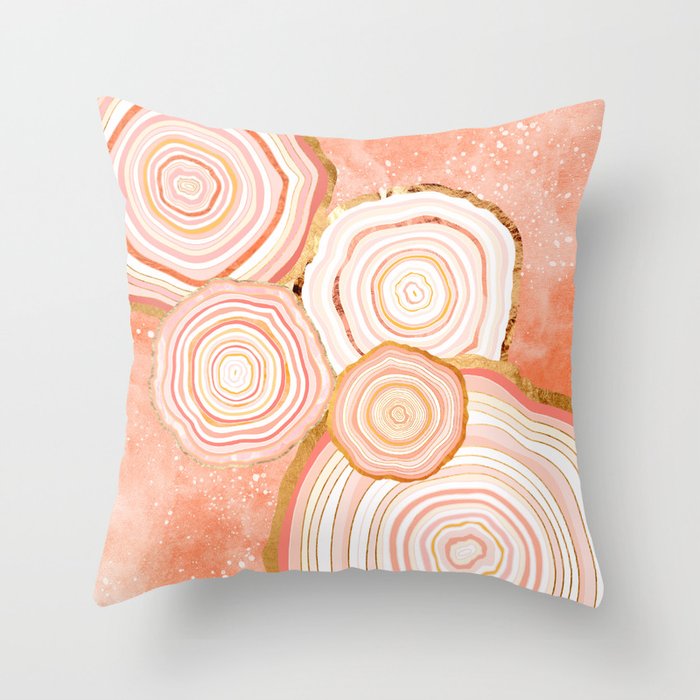 Coral Agate Abstract Throw Pillow
