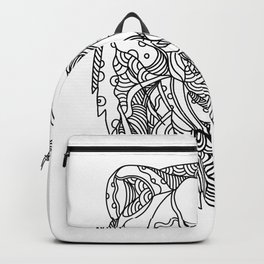 Brown Bear Head Doodle Backpack | Mandala, Doglike, Pattern, Monoline, Head, Wire Look, Linedrawing, Expressive, Graphicdesign, Mammal 