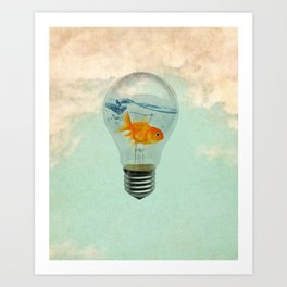 goldfish thinking Art Print