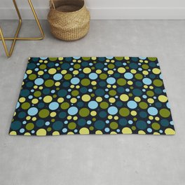 Blue and green dots in black Area & Throw Rug