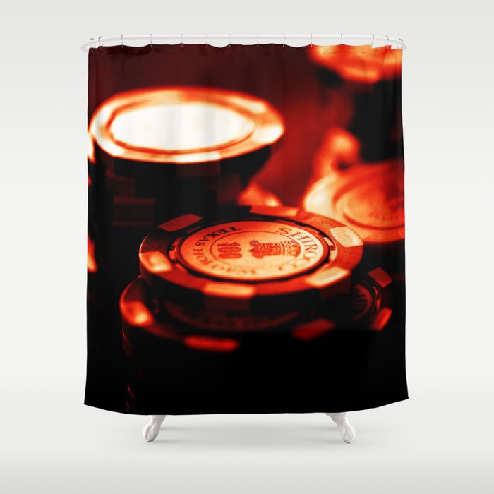 Casino Chips Stacks-Red Shower Curtain