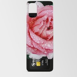 Garden pink rose with raindrops  Android Card Case