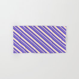 [ Thumbnail: Slate Blue and Bisque Colored Stripes Pattern Hand & Bath Towel ]