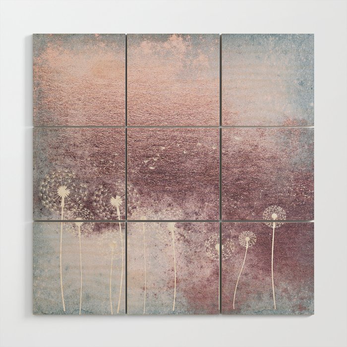 Dandelion Floral Drawing On Rose Gold Metal Wood Wall Art By Betterhome Society6 Make your surroundings sparkle with gold wall decor, featuring rose gold and other striking styles. dandelion floral drawing on rose gold metal wood wall art by betterhome