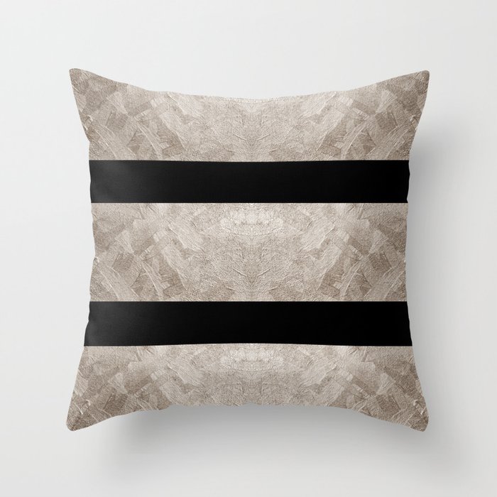 OLD SILVER & BLACK color  wide stripes pattern   Throw Pillow