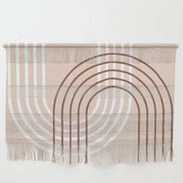 Geometric Lines Rainbow Abstract 3 in Beige and Terracotta Wall Hanging