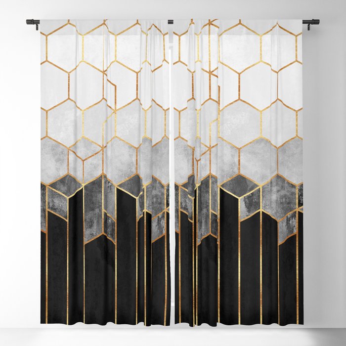 Charcoal Hexagons Blackout Curtain