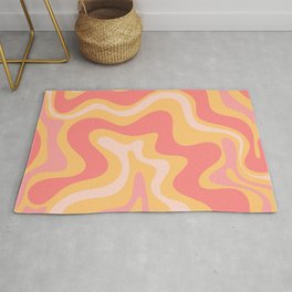Liquid Swirl Retro Modern Abstract Pattern Blush Pink Mustard Area & Throw Rug