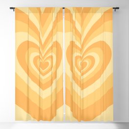 Muted Pastel Yellow Psychedelic Hearts Pattern Blackout Curtain