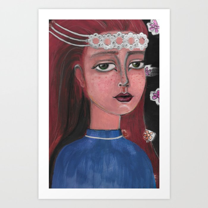 the girl with the red hair Art Print