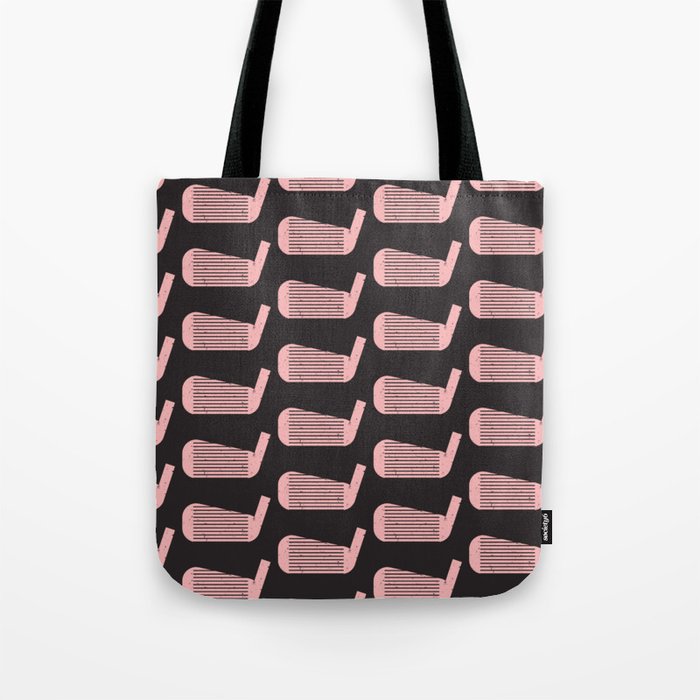 Golf Club Head Vintage Pattern (Black/Pink) Tote Bag